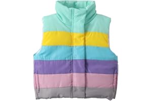 Mud Kingdom Girls Boys Puffer Vest Rainbow Stripes Stand Collar Sleeveless Jacket 2-9 Outerwear Years