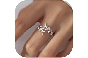 Roe Dolph Leaf Wrap Rings Silver Rings for Women Adjustable Rings for women Gold Leaves Statement Ring Hypoallergenic Open Rings for Girls Gifts