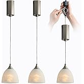 mirrea H Type Brushed Nickel Dimmable Track Lighting Pendant with Frosted White Finish Glass Shade Adjustable Pack of 3