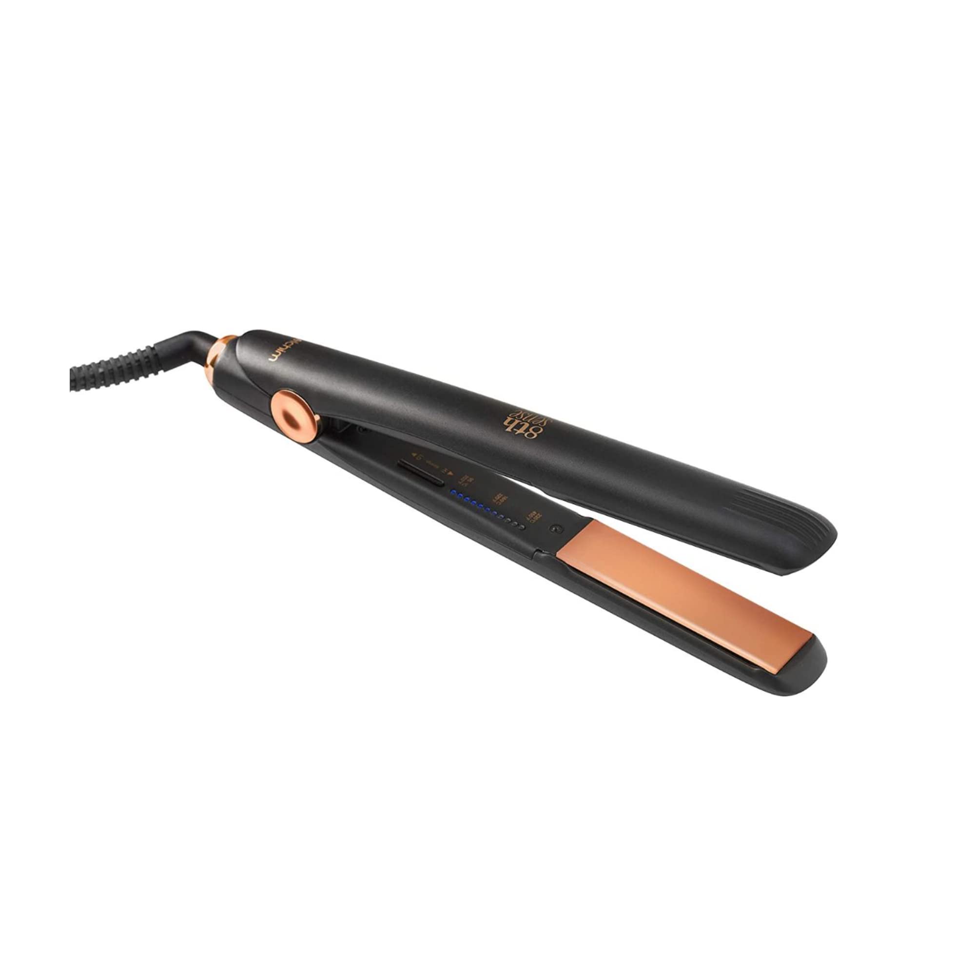 Elchim 8th Sense Styler: Hair Straightener with Titanium & Ceramic Plates, Dual-Universal Voltage, Flat Iron with 11 Heat Settings, Travel Bag Included, Black