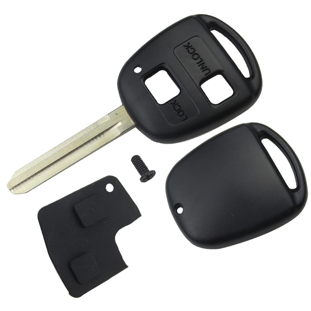 2 Buttons Key Fob Cover Replacement Compatible for Toyo-ta Avensis Corolla Camry Echo Yaris Prado RAV4 Tarago Car Remote Key Case With Button Rubber Pad (1 Pcs)