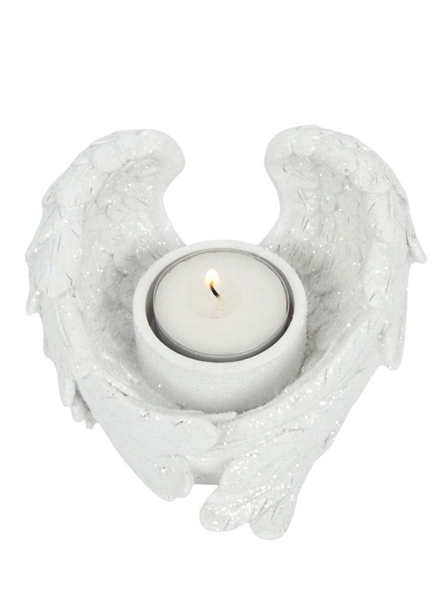 Stunning White Resin Glitter Angel Wing Candle Holder - 5.5cm x 11cm (1 Pc.) - Premium Decoration, Unique Design & Eye-Catching Gift - Perfect for Christmas