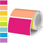 Ctosree 8 Colors/ 1 Roll Square Thermal Sticker Labels Self Adhesive Direct Thermal Labels Multipurpose Printer Paper for DIY, Name Tag, 1.18 x 1.97 Inches/ 30 x 50 mm(Vibrant Color)
