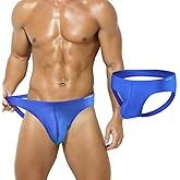 HASWECHYS Men's Sexy Jockstrap Underwear Bulge Enhancing 3D Pouch Mens Thongs Ice Silk Jock Strap