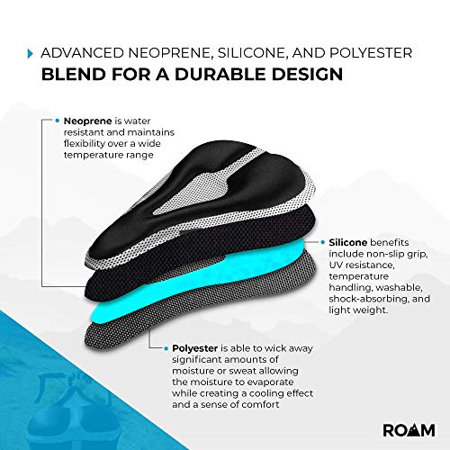 Roam Bike Seat Cushion Cover Padded, Comfort Gel Bicycle Pad for Mountain, Road, Cruiser