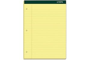 TOPS Double Docket Writing Tablet, 8-1/2 x 11-3/4 Inches, Perforated, Canary, Legal/Wide Rule, 100 Sheets per Pad, 6 Pads per