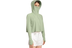 Locachy Womens UPF 50+ Sun Protection Jacket Lightweight Zip up Outdoor Running Hiking Hoodie with Face Mask