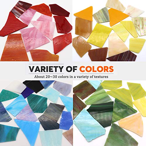 LITMIND 2.2LB Irregular Stained Glass Scraps Mosaic Glass Pieces
