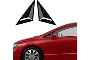 XYHGM for Honda Civic 8th Gen 2006 2007 2008 2009 2010 2011 Window Louvers Front Side Window Louvers Air Vent Scoop Shades Cover Blinds Trim Exterior Accessories 2PCS(Bright Pitch Black)
