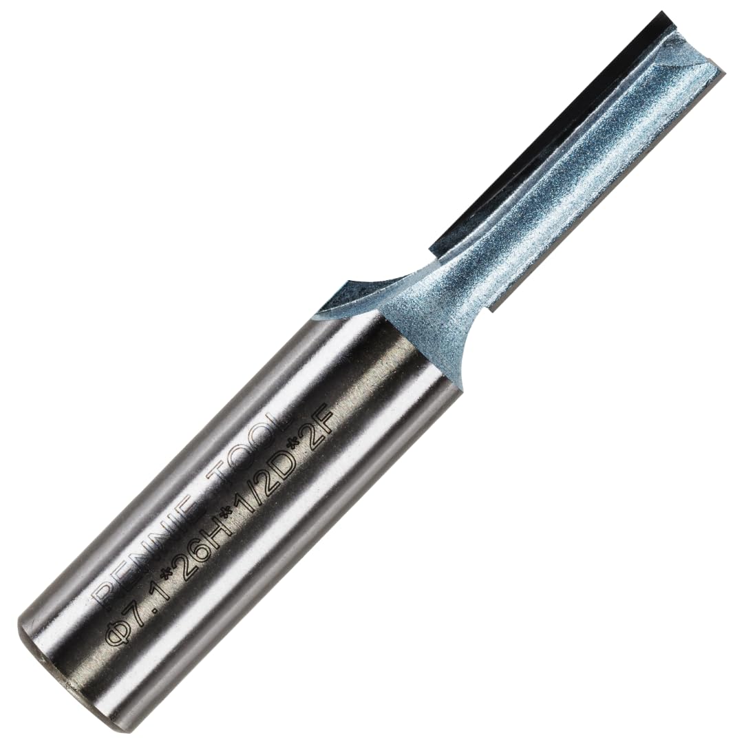 Rennie Tools - 7.1mm (9/32") Cutting Diameter x 26mm Flute x 1/2" Shank TCT Tipped 2 Flute Straight Router Cutter Bit. Compatible With Makita Trend Festool Hikoki Dewalt Router Etc. 7.1mm Router Bit
