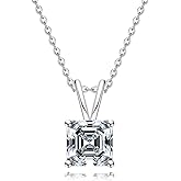 AnuClub Moissanite Pendant Necklace 2/3/4/5CT D Color VVS1 925 Sterling Silver Everyday Wear Necklace for Women Wife Her with Certificate, 40+2+3 Adjustable Chain