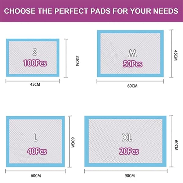 PUPPY AND DOG PEE PADS, THICKEN 6 LAYERS POTTY TRAINING PADS FOR DOGS CATS RABBITS WITH SUPER-ABSORBENT ＆ LEAK-PROOF DESIGN AND QUICK-DRY SURFACE (M, 45 * 60 CM, 50 COUNT)