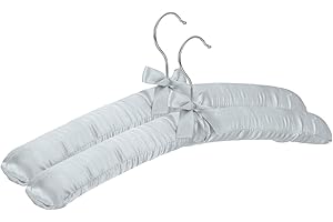 uxcell 2 Pcs Satin Padded Hangers, 15 Inch Blouse Hangers for Women's Clothing, Non-Slip Thickened Sponge Pads for Sweaters, 