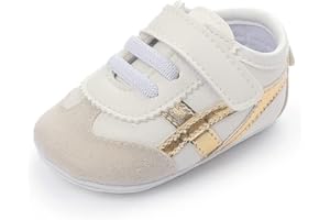 SABATUTU Baby Boys Girls Leather PRE-Walking Sneakers Toddler Anti-Slip Rubber Sole Infant Lightweight First Step Shoes