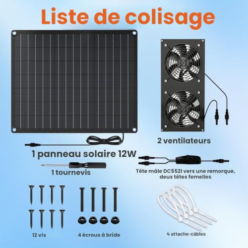 12W Solar Fan for Small Chicken Coops, Greenhouses, Sheds, Pet Houses, Window Exhaust