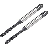uxcell M3 x 0.5 Spiral Flute Thread Tap, Metric Machine Threading Tap HSS Nitriding Coated, Round Shank with Square End, H2 T