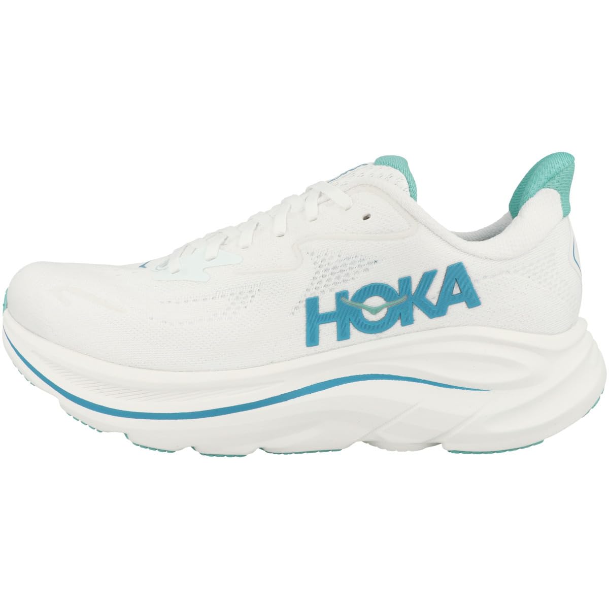 Hoka Men's Clifton 10 White/Skyward Blue 10.5 Wide Image
