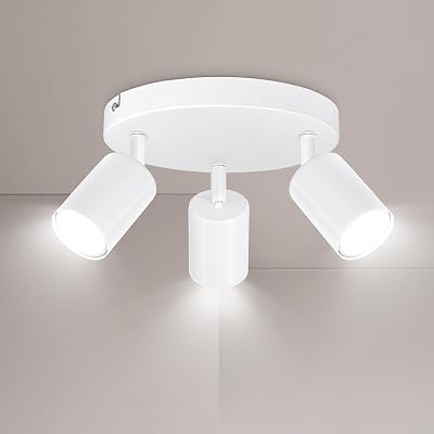 Ketom Round 3 Way Ceiling Spotlight Fitting White GU10 LED Rotatable