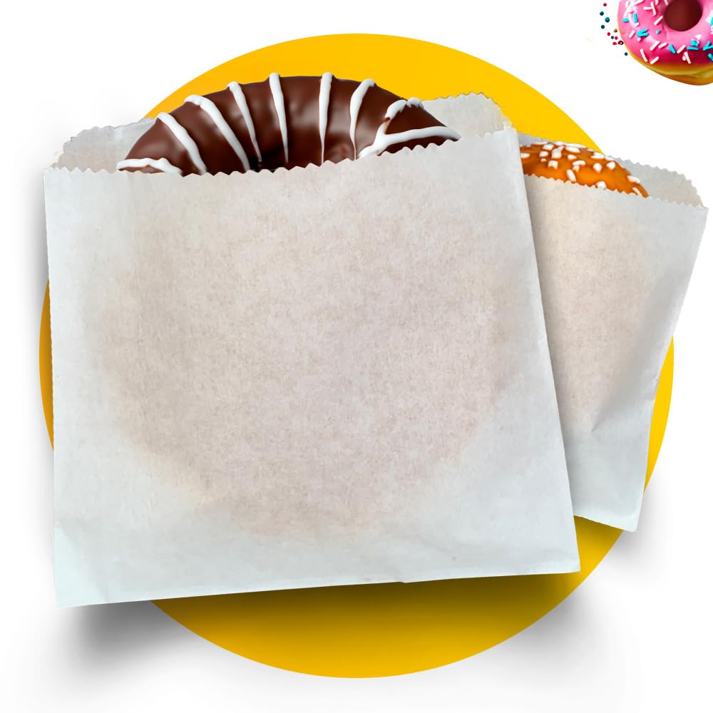 Simplelifeco UK 100 Pure Greaseproof Paper Food Bags (7 x 7”) | 100% Grease Resistant White Paper Sandwich Bags | B Corp