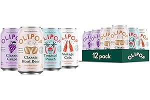 OLIPOP Prebiotic Soda Pop, Best Sellers Variety Pack, A New Kind of Soda Packed with Prebiotics, Fiber, and Botanicals, Gluten Free, Vegan, GMO Free, 12oz (12-Cans)