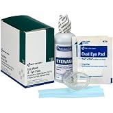 First Aid Only 6-Piece Eye Wash Kit with Oval Eye Pads, First Aid Adhesive Strips, Emergency Eye Rinse &amp; Eye Wash Cup