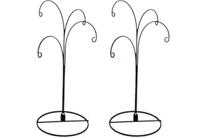 HOHIYA Ornament Display Stand Holder Christmas Hanger Hook Dog Cat Glass Ball Bauble 4 Arms 12inch Black 2 Pcs