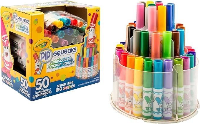 Crayola 50 CT Washable Pip Squeaks Telescoping Marker Tower, Multi Color 3