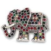 Vintage Elephant Brooch Pin for Women Girls Colorful Cubic Zirconia Rhinestone Animal Lapel Pin Corasge Badge Wedding Banquet Clothing Hat Bag Accessories