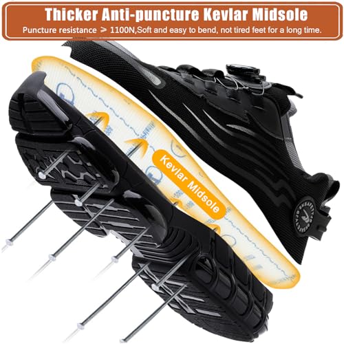 OBIDER Safety Trainers, Safety Shoes Men Women, Comfortable Lightweight Work Shoes, Upgraded Swivel Buckle Shoelaces, Non Slip Work Trainers with Air Cushion