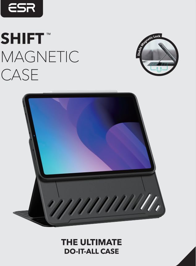 ESR for iPad Pro 11 Inch Case (2022/2021/2020/2018, 4th/3rd/2nd/1st Generation), Removable Magnetic Cover, Adjustable Portrait/Landscape Stand with Raised Display View, 9 Standing Angles, Black