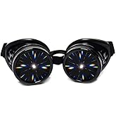 GloFX Black Padded Diffraction Goggles, Tinted Lenses, Limited Edition – Raves, EDM Festival Accessories, Light Shows, Club, Concert Wear - 3D Rainbow Prism Fractal Kaleidoscope