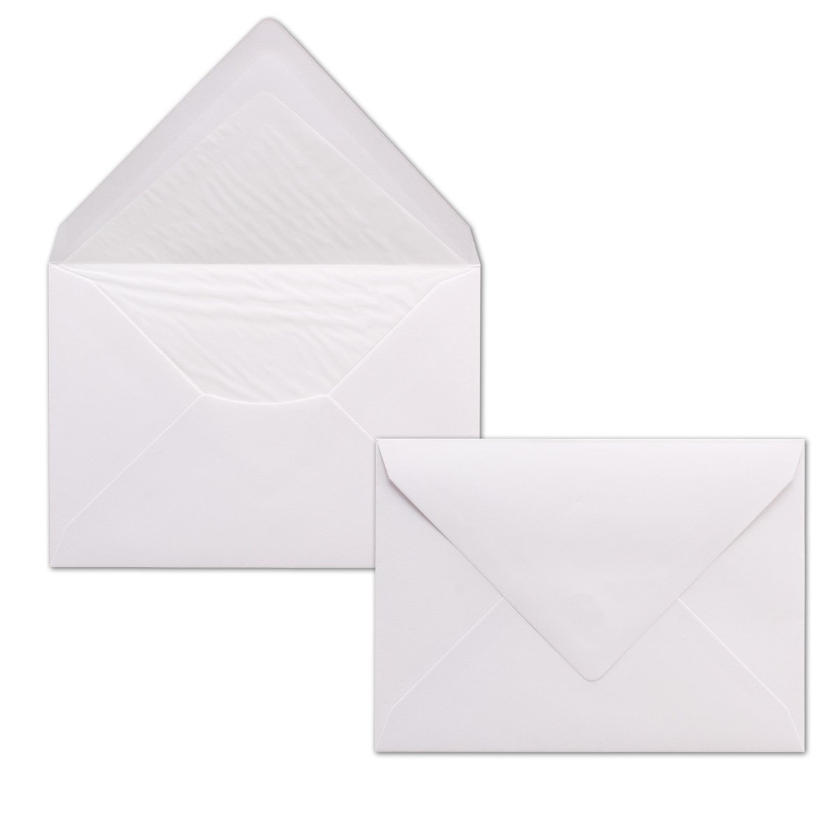 100 envelopes white - DIN C6 - lined with white tissue paper - 100 g m² - 11.4 x 16.2 cm - wet glue -