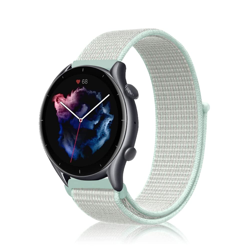 Niboow 22mm Strap for Amazfit T-Rex 3 Pro 48mm/Balance 2/Balance/Bip 6/Bip 5/Cheetah Pro, Men Women Nylon Soft Watch Band for Amazfit GTR 4/GTR 3 Pro/GTR 3/GTR 2e/Stratos 3/Stratos 2 - Light Blue