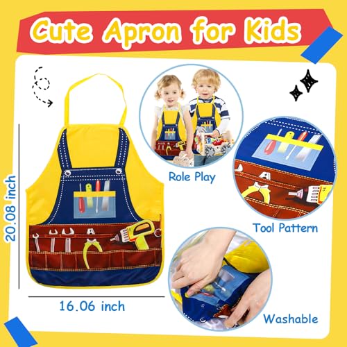 Wooden Car Tools Box, 39 Pieces Construction Games with Children's Apron, Tools Car Toys Children 2 Years Montessori Educational Games, Gift Boy Girls 2 3 4 Years