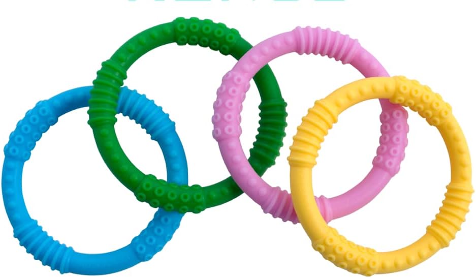 Babynow Teething Rings 4 Color Pack Soothe Gum Pain Boost Mood Baby