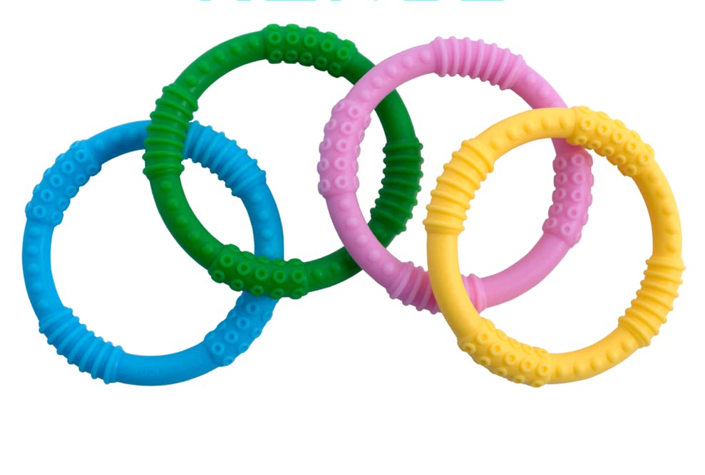 Babynow Teething Rings 4 Color Pack Soothe Gum Pain Boost Mood Baby