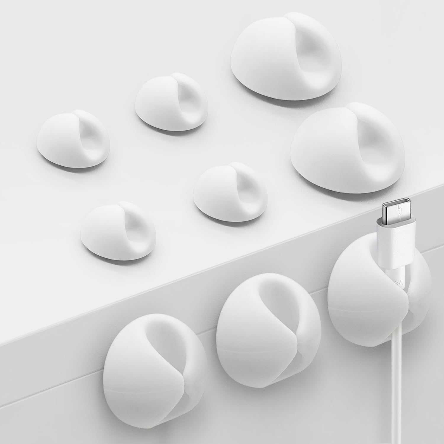 SmiLife Cable Clips White 9 PCS, Phone Charger Cord Holder, Cable Cord Management for Desk, Office and Nightstands