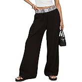 KOMEIANA Wide Leg Dress Pants for Women High Waisted Business Casual Pants Work Office Trousers Slacks with 3 Pockets Black