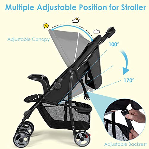 lightweight stroller with large storage basket
