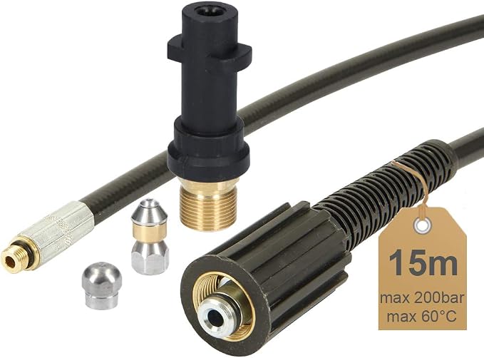 M&M Smartek Rohrreinigungsschlauch 10 M, 200 Bar – Mit Düsen & Adapter Für Kärcher, Kränzle Hochdruckreiniger