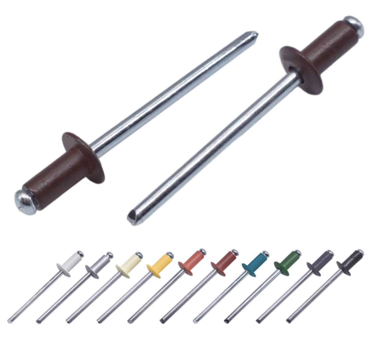 (Pack of 100 pcs) Painted Blind Rivets 3.2 x 8 mm, Dome Head, DIN 7337, Aluminum Rivet and Steel Mandrel, Pop Rivets (100, Chocolate Brown RAL 8017)