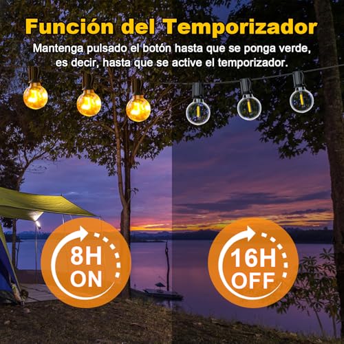 GIACOMO Outdoor String Lights 10 m G40 Outdoor String Lights with 11 LEDs, IP44 Waterproof Fairy Lights Outdoor and Indoor Deco for Garden, Patio, Party, Terrace, Party