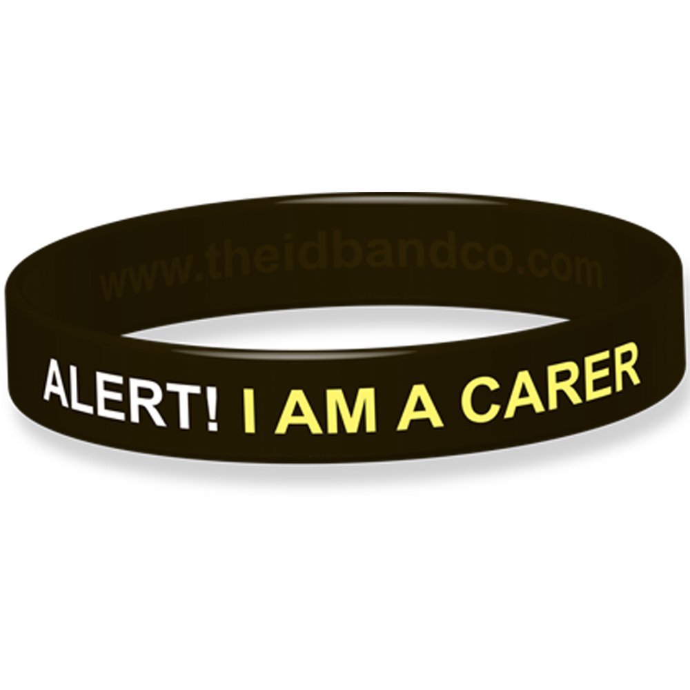 The ID Band Company Alert! I Am A Carer Silicone Wristband-20.2cm -Black IDBCAR