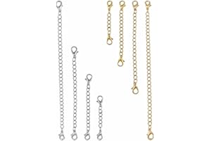 8pcs Stainless Steel Necklace Extension, 4 Size Jewelry Extenders Necklace Chain Extender Extension Chain for Jewelry Making 