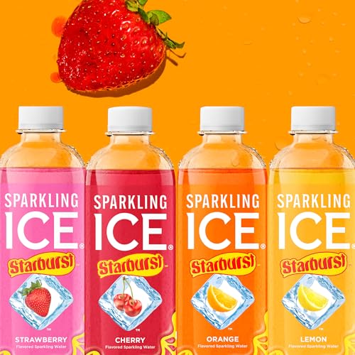 SPARKLING ICE STARBURST STRAWBERRY, ZERO SUGAR FLAVORED SPARKLING WATER, WITH VITAMINS AND ANTIOXIDANTS, LOW CALORIE BEVERAGE, 17 FL OZ BOTTLES (PACK OF 12)