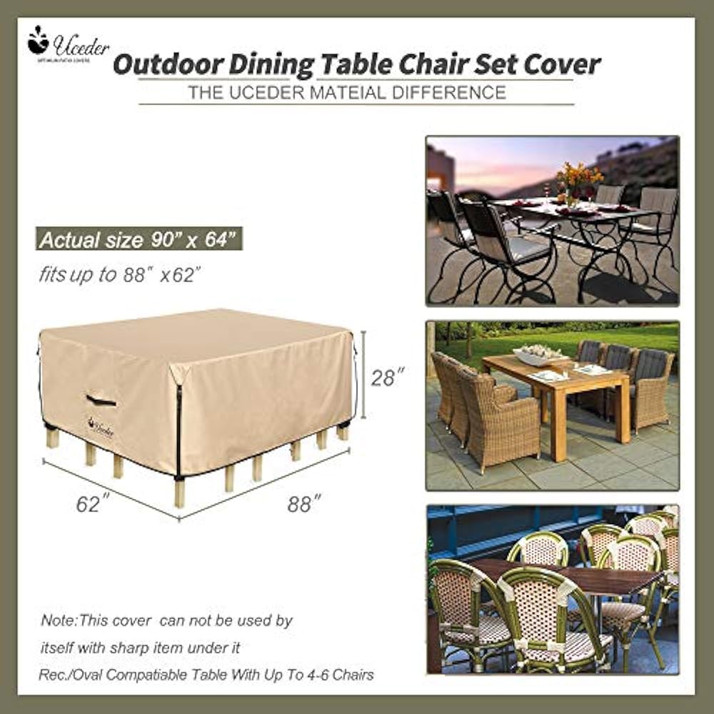 Rectangular Patio Heavy Duty Table Cover 100 Waterproof Outdoor Dining