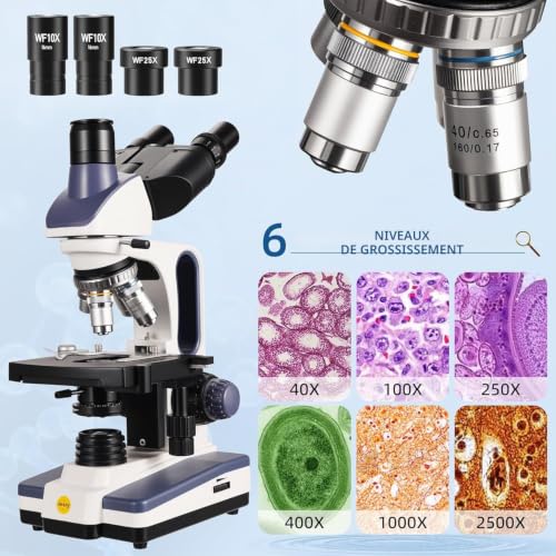 SWIFT SW350T Trinocular Compound Microscope, 40X-2500X Magnification, Siedentopf Head, Search Level, Two-Layer Mechanical Scene, 1.3MP Camera and Software, Windows and Windows Compatible