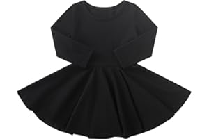 pureborn Baby Toddler Girl Dress Solid Short and Long Sleeve Ruffle Cotton Playwear Dresses 0-5T
