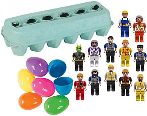 Mini Figures Set of 12 In Easter Eggs with Carton! Lego-Compatible Mini People