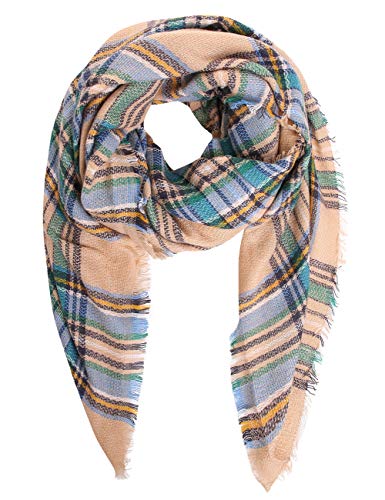 Bess Bridal Women's Plaid Blanket Winter Scarf Warm Cozy Tartan Wrap Oversized Shawl Cape